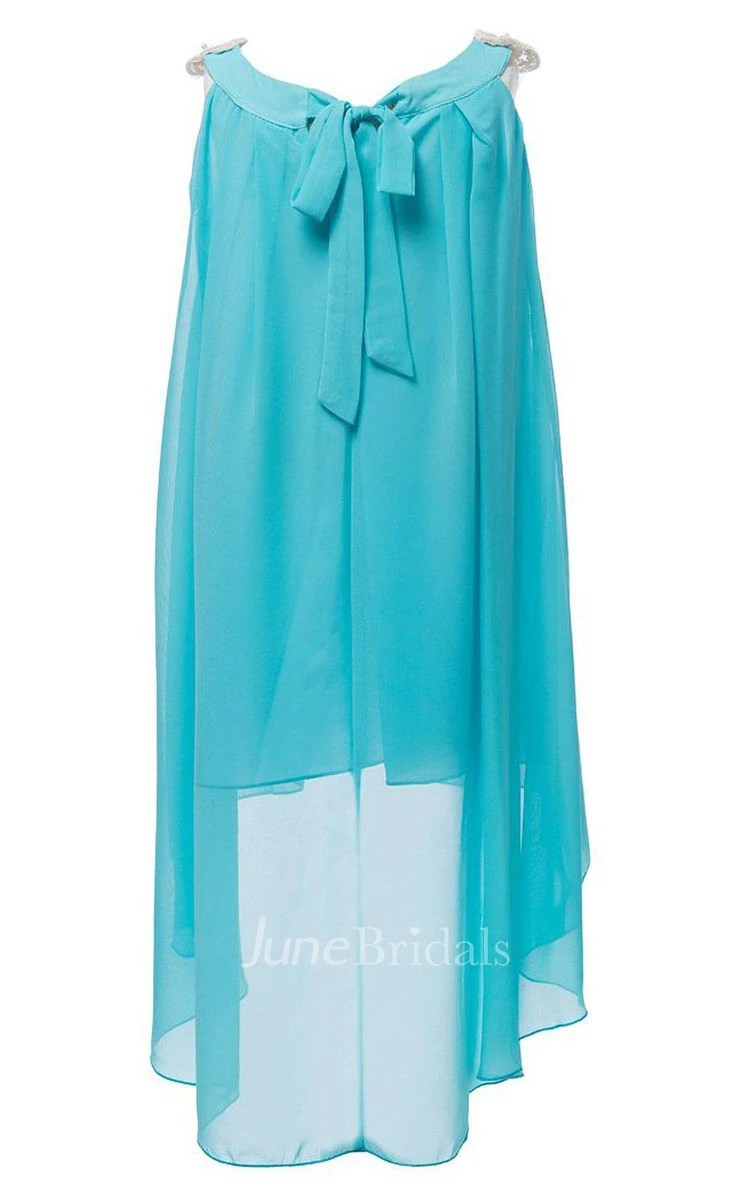 Sleeveless A-line High-low Chiffon Dress With Pleats