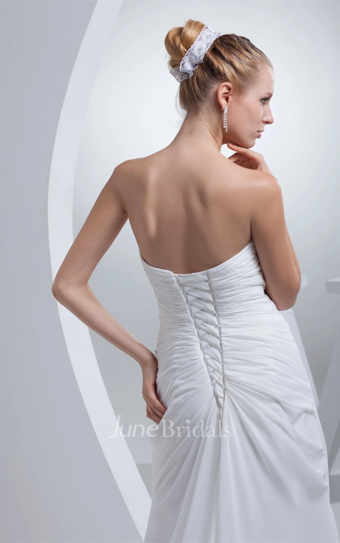 Sweetheart Criss-Cross Pleated Dress with Beading and Corset Back