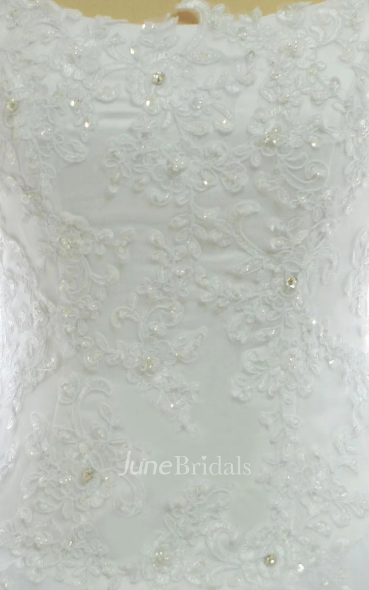 A-Line Tea-Length Off-The-Shoulder One-Shoulder Square Long Sleeve Beading Tulle Lace Sequins Satin Dress