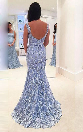 Mermaid Floor-length Appliques Lace Dress
