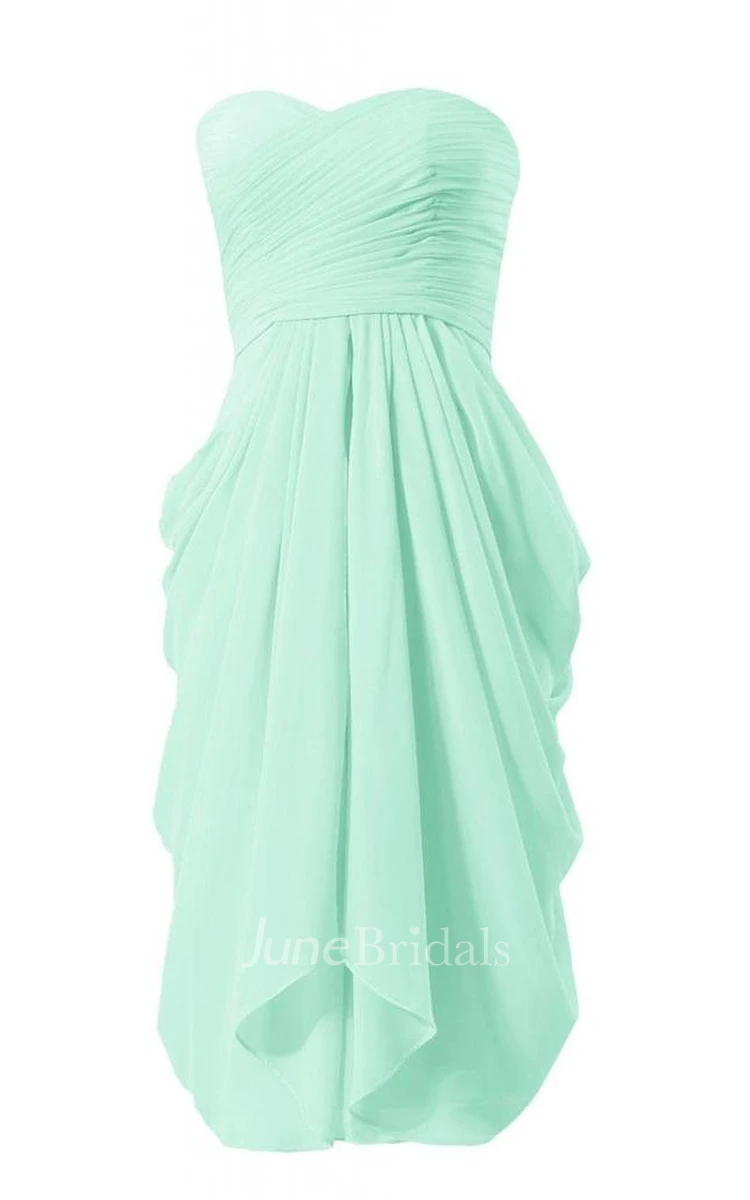 Sweetheart Ruched Short Dress With Drapping