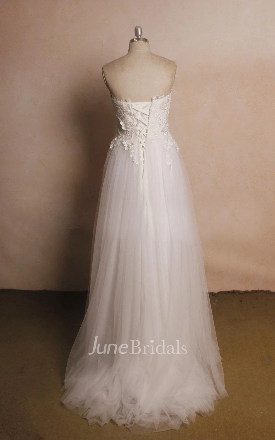 Sweetheart Tulle Lace Satin Weddig Dress With Beading
