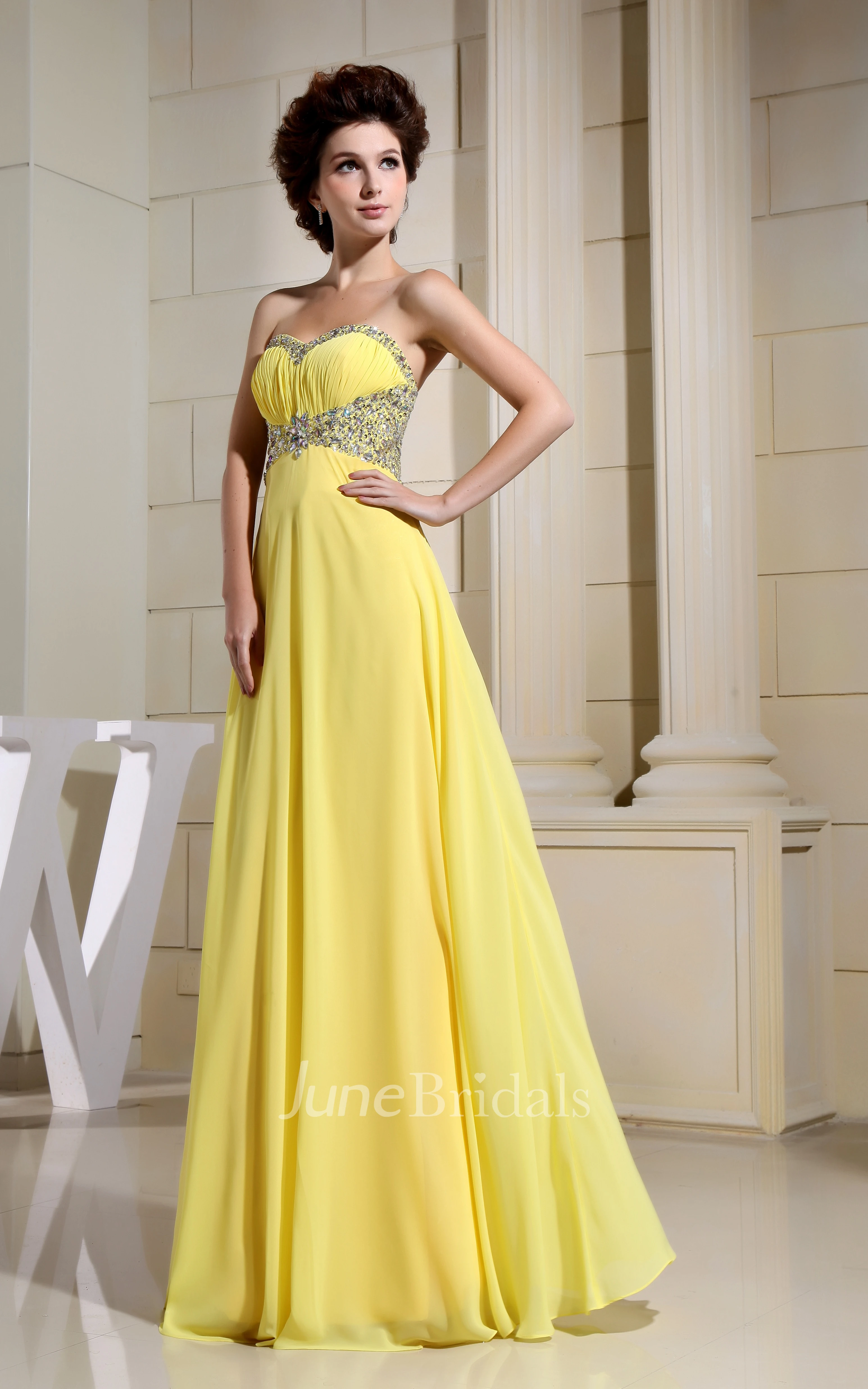 Sweetheart Floor-Length Sheath Dress With Beaded Top
