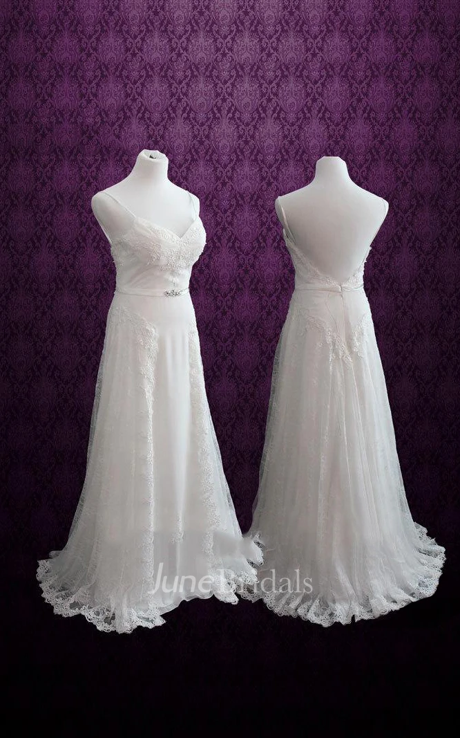 Sexy Spaghetti Straps Sweetheart Lace Dress With Sash And Open Back