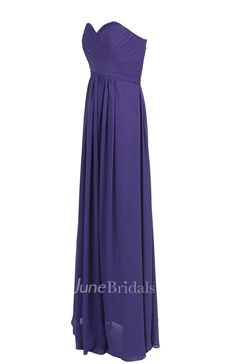 Basque Waist Long Chiffon Dress With Zipper Back