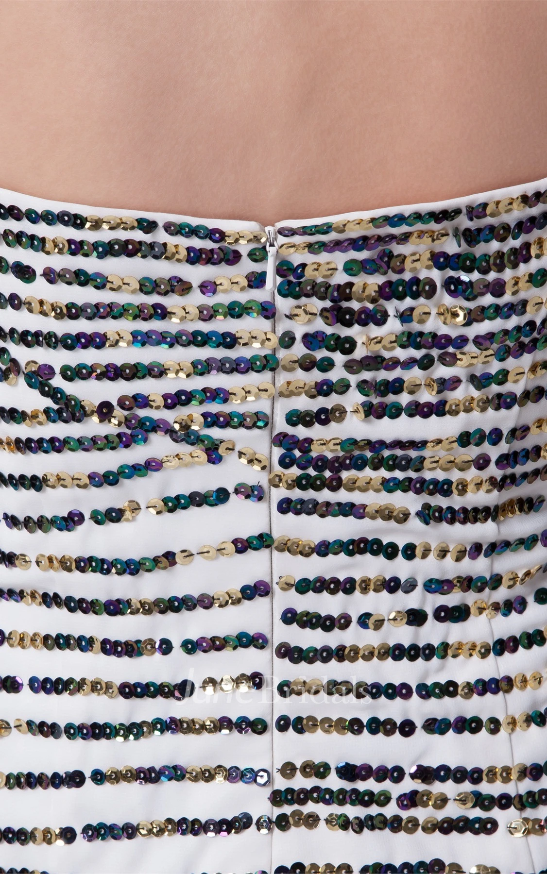 Asymmetrical Mini-Length Sweetheart Column Gown with Beadings