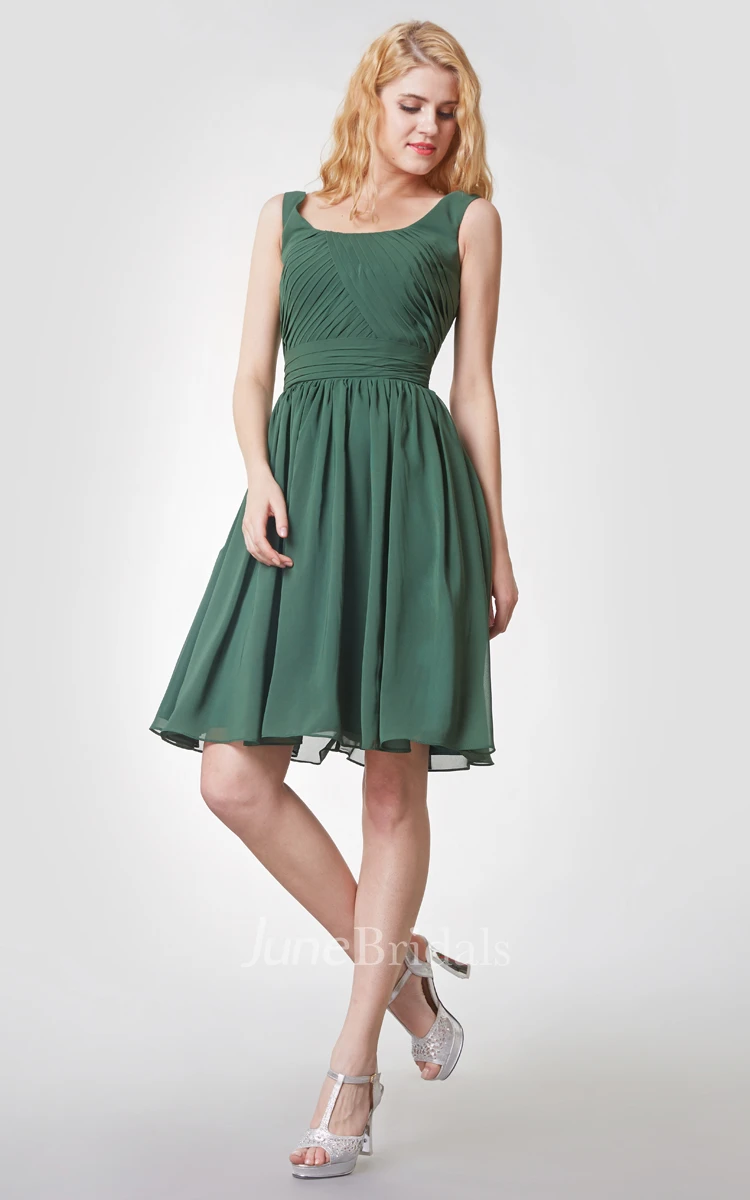 Vintage Sleeveless Short Chiffon Dress With Ruching