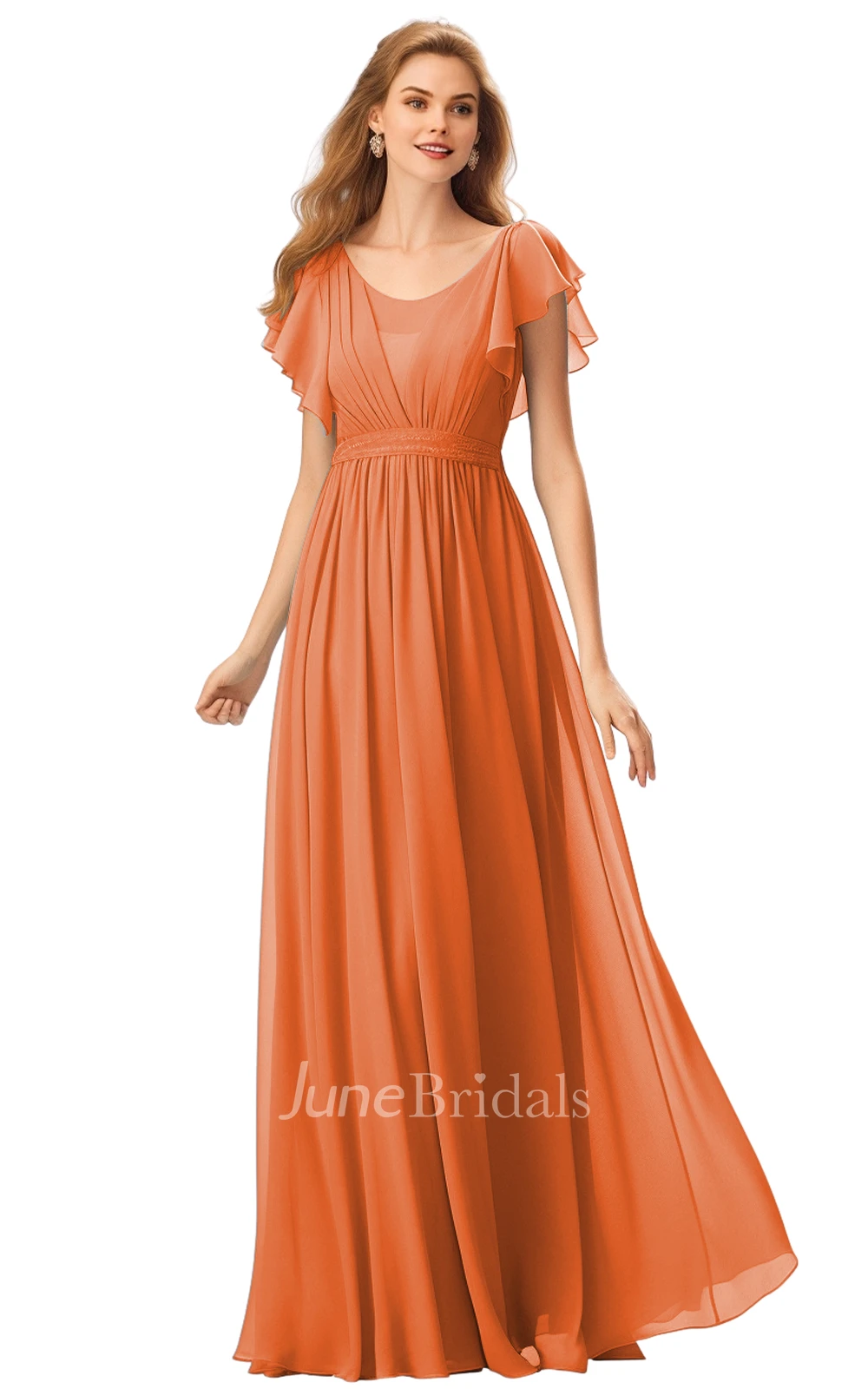 Casual A-Line Bateau Neck Chiffon Bridesmaid Dress