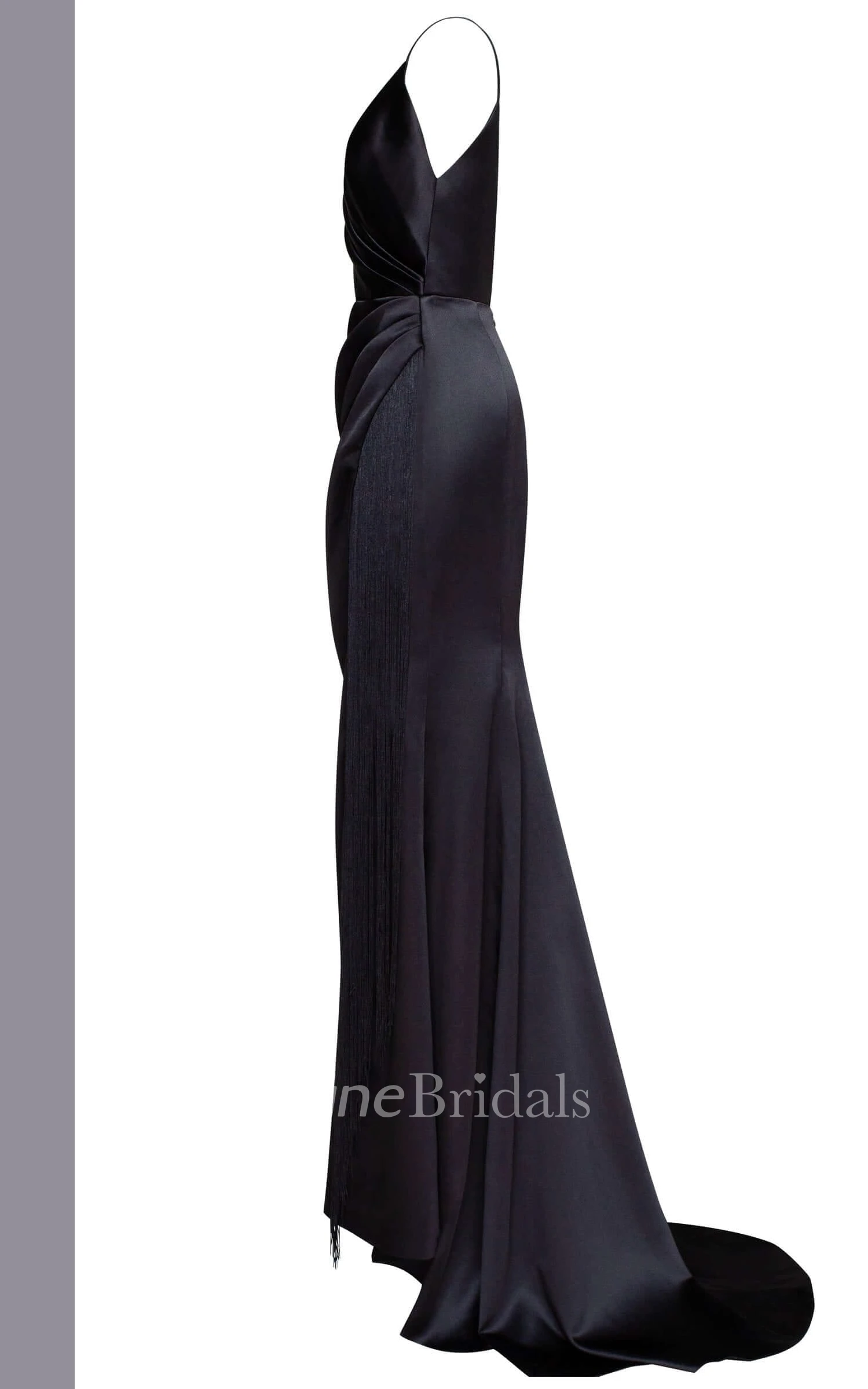 Modern Sheath Spaghetti Satin Prom Dress With Open Back And Split Front