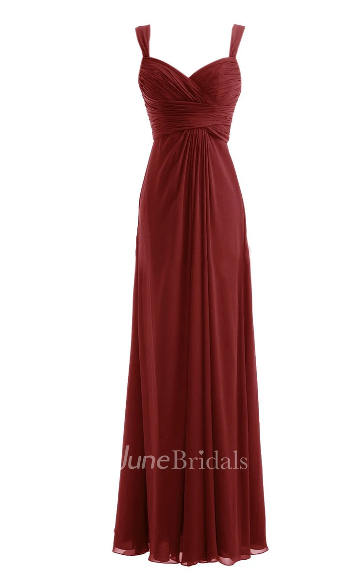 Straps Ruched A-line Gown With Deep-v Back