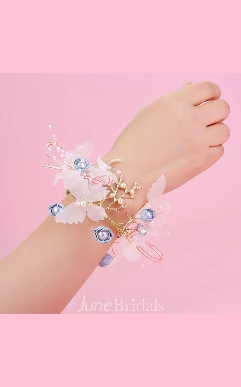 Sweet Dreamy Silk Butterfly Bridal Wrist Flower