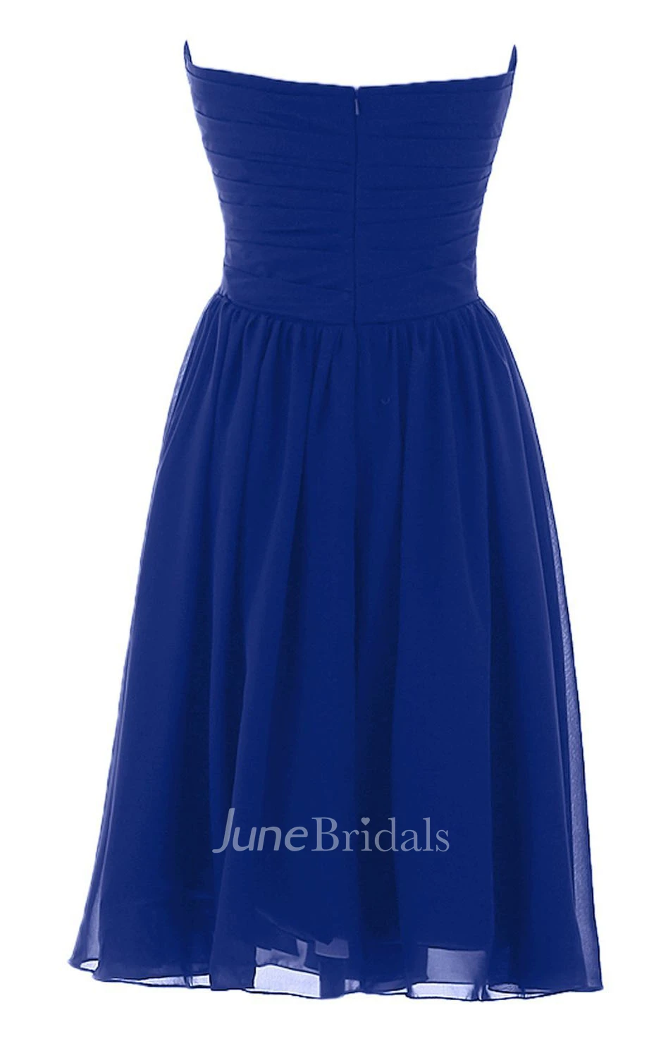 Sweetheart Knee-length Pleated Chiffon Dress With Crystal Stones