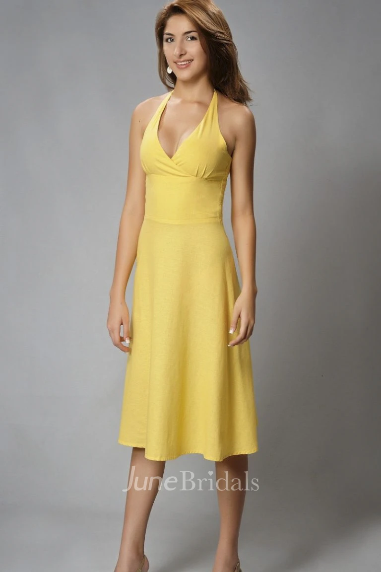 Sheath Sexy V-neck Chiffon Open Back Knee-length Dress With Ruching And Straps