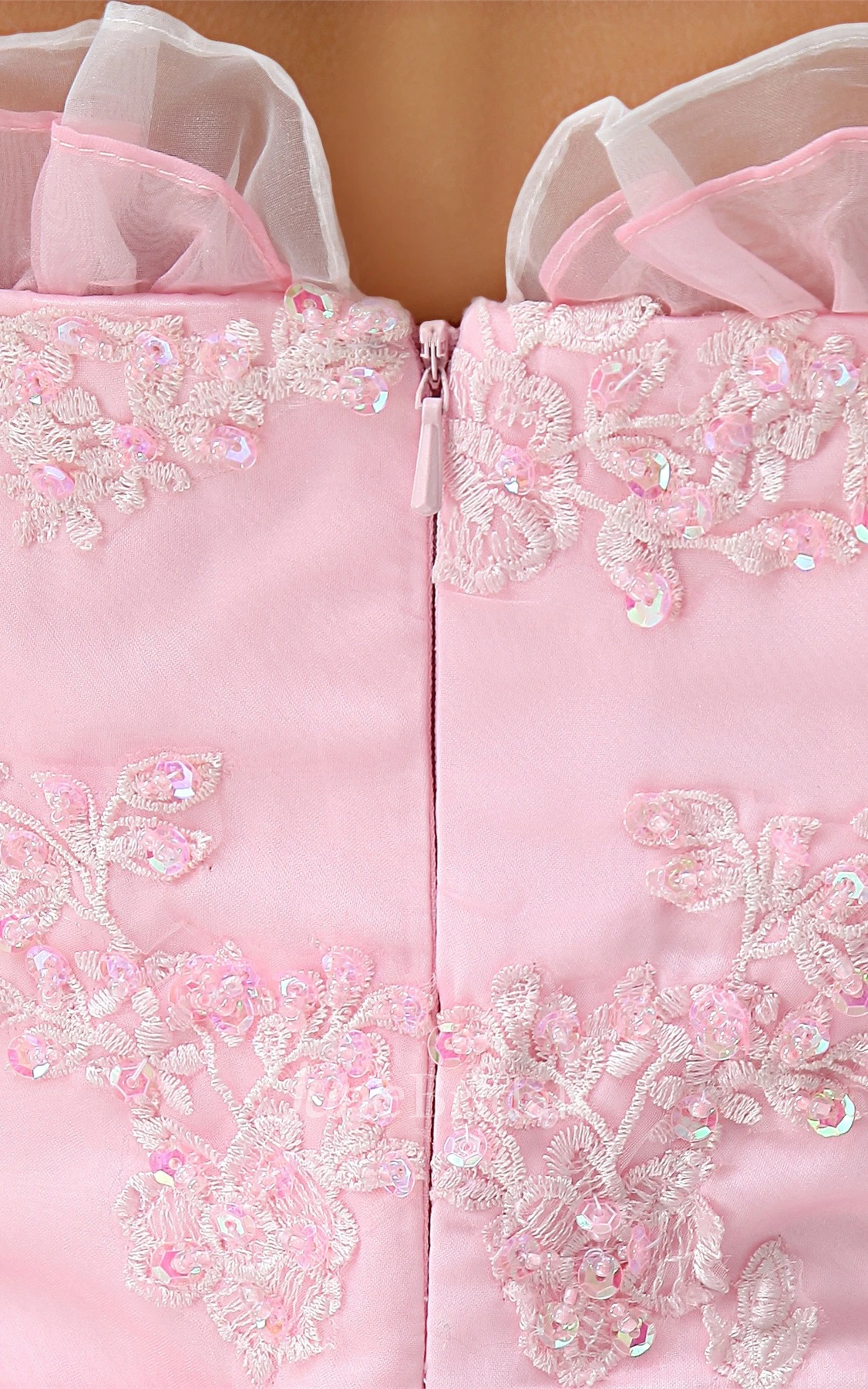 Strapless A-Line Mini Dress with Appliques and Flower