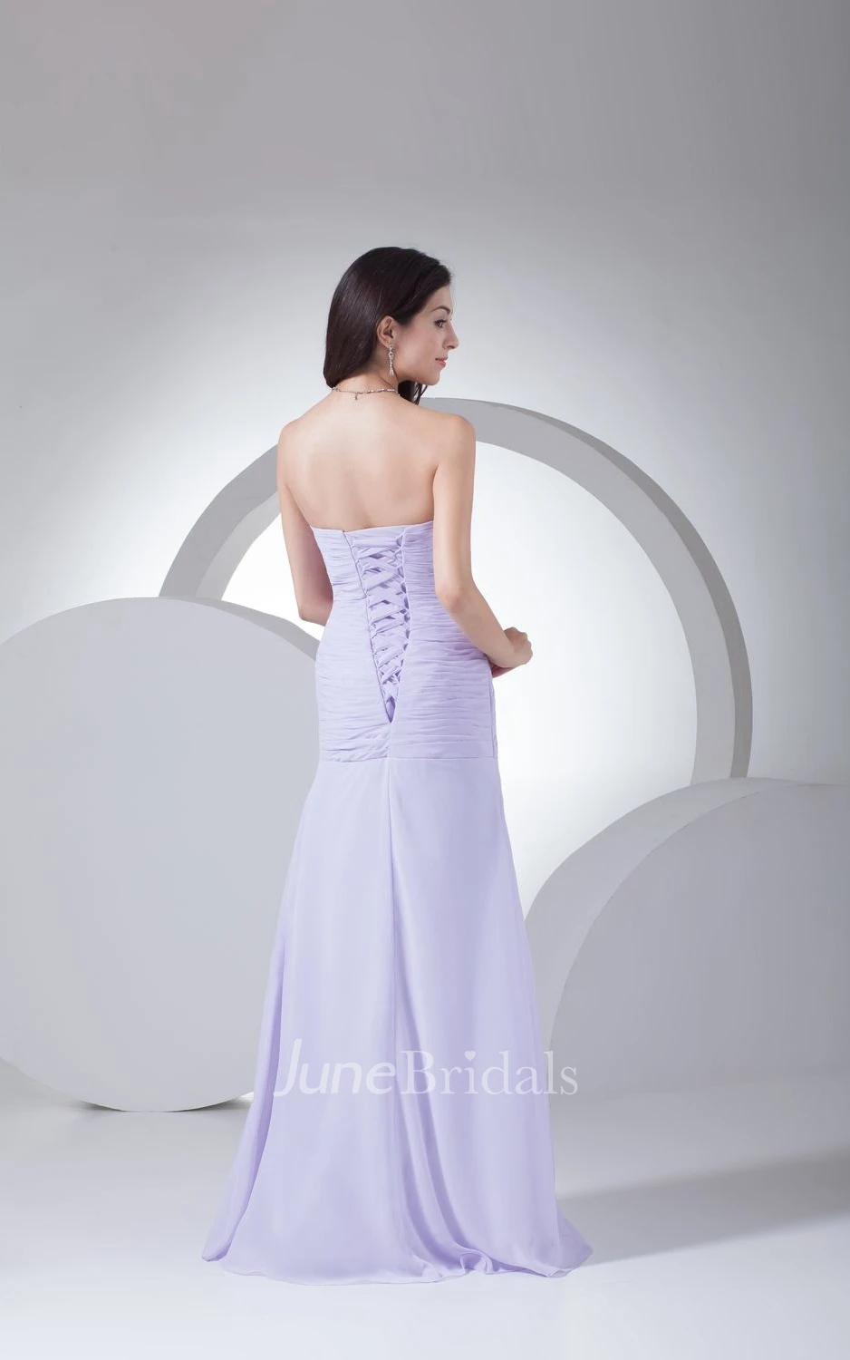 Sweetheart Floor-Length Chiffon Dress With Criss-Cross Ruching
