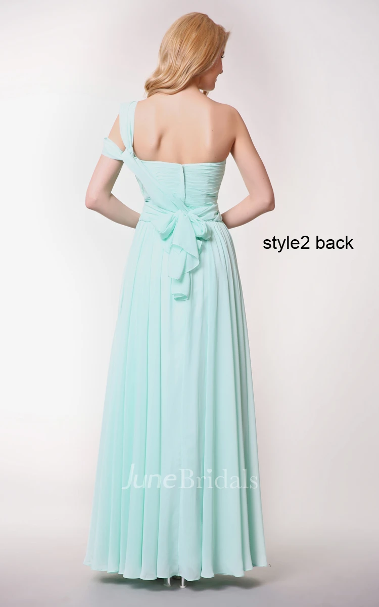 Convertible Sleeveless Pleated Long Chiffon Dress With Ruching
