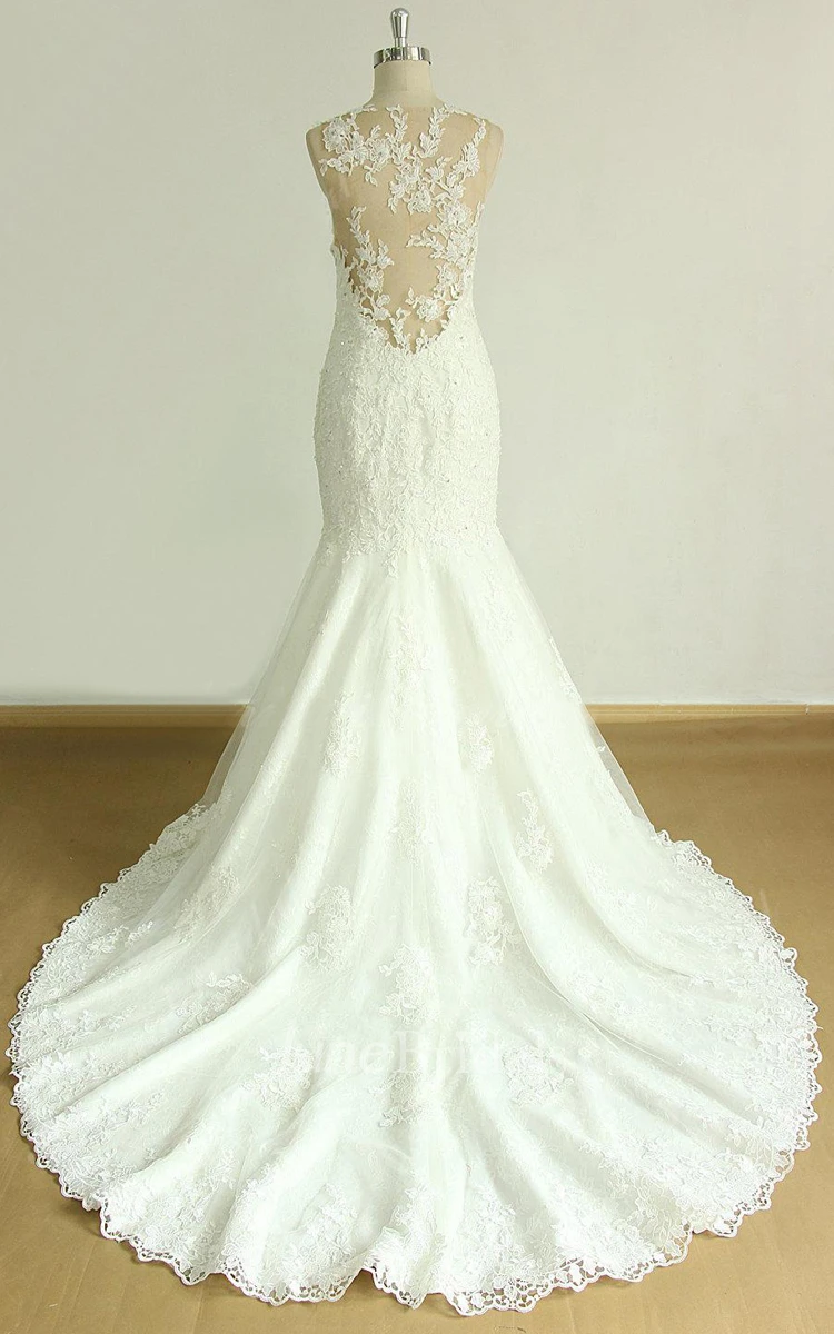 Lace Satin Weddig Dress With Beading
