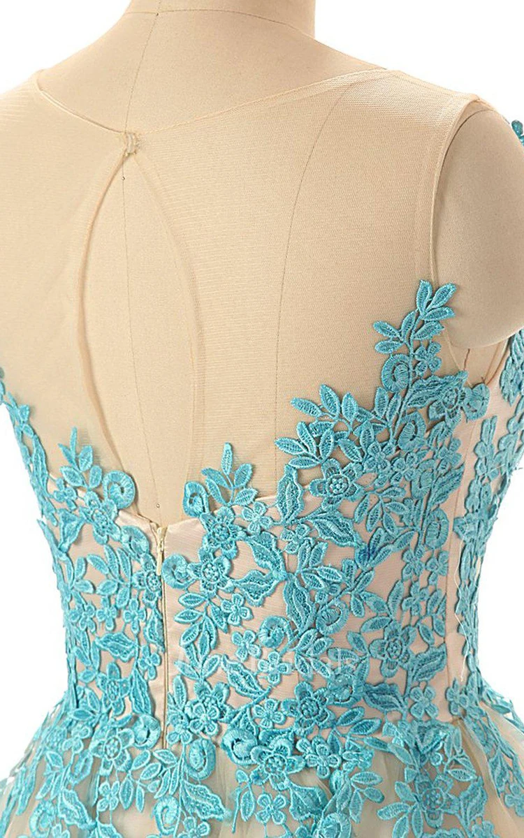 Magical A-line Tulle Short Dress With Lace Appliques