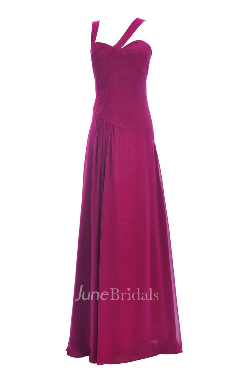 One-shoulder Sweetheart Long Empire Dress With Side Slit