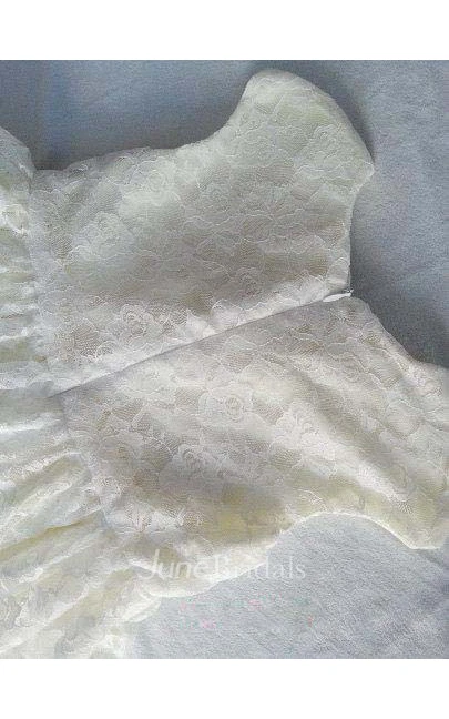 Rustic Cap Sleeve Pleated Lace Girl Dress With Beaded Sash