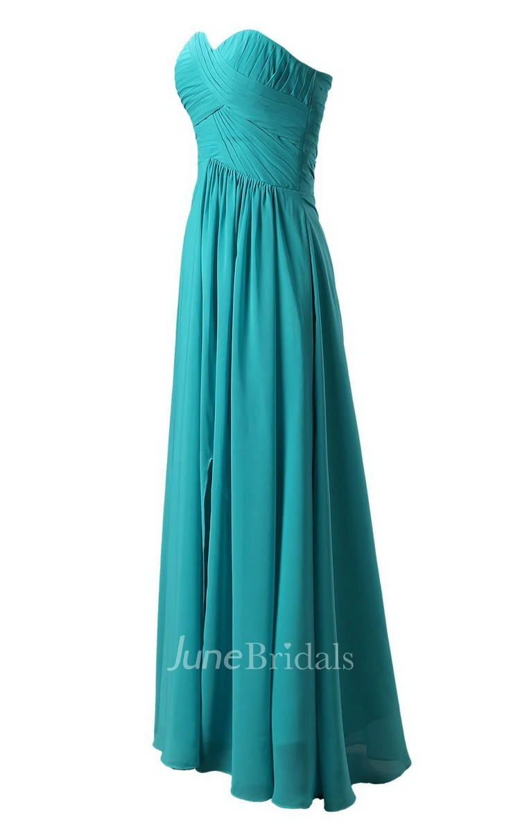 Chic Sweetheart Ruched A-line Gown With Zipper Back