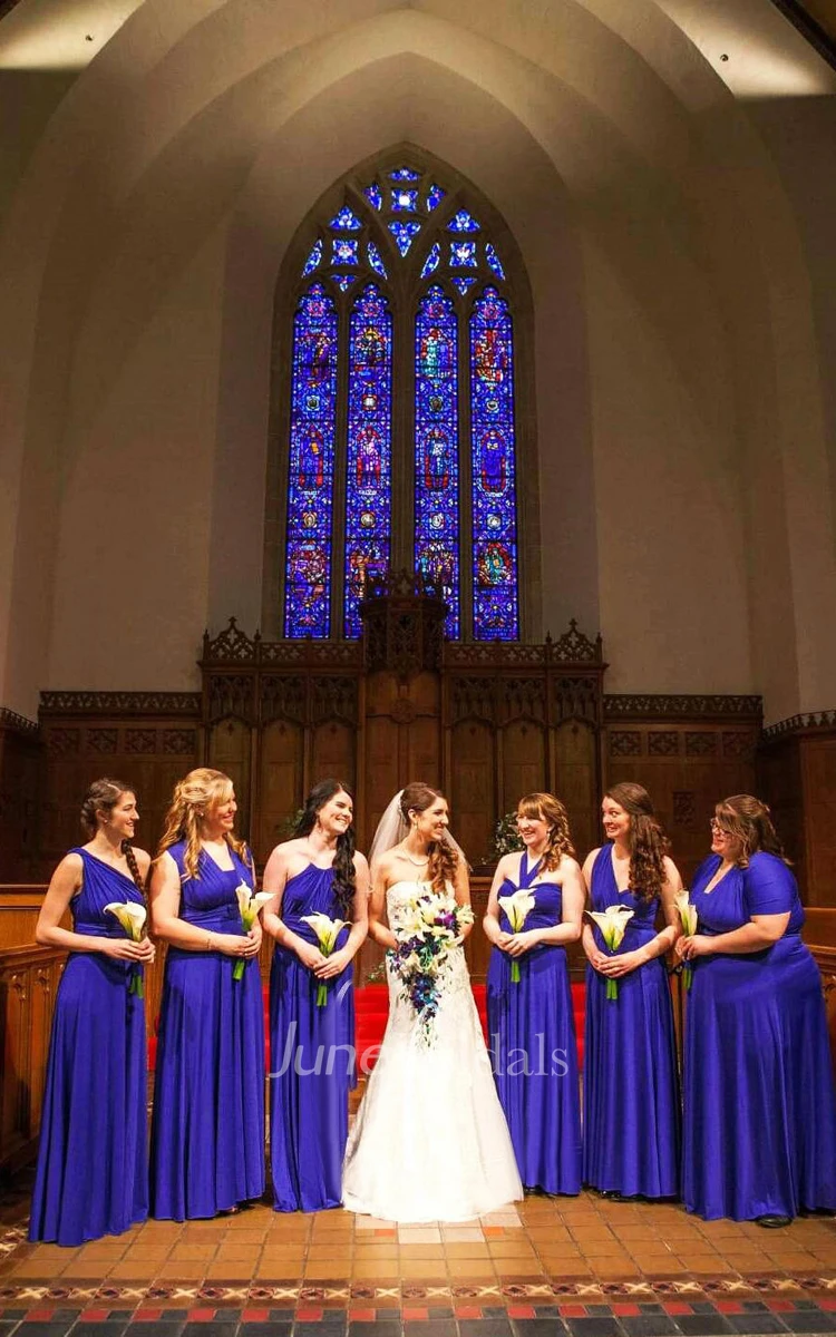 Maxi Royal Blue Bridesmaid Convertible Twist Wrap Prom Long Cocktail Dress