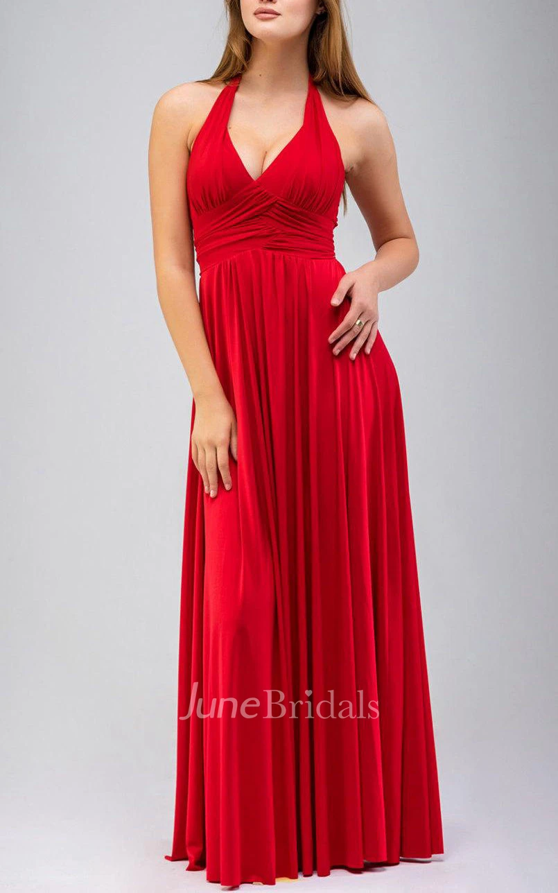 Red Evening Long Sexy Open Back Party Floor Length Dress