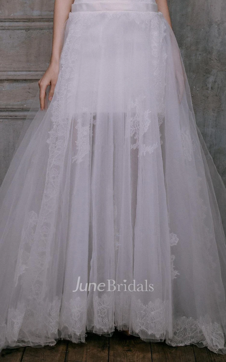 A-Line Tulle Spaghetti Pleated Dress With Corset Back