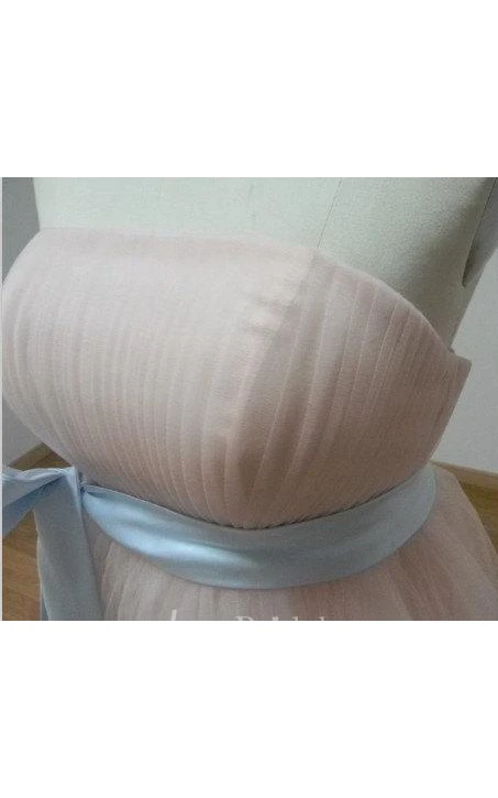 Mini Organza Dress With Sash and Pleats