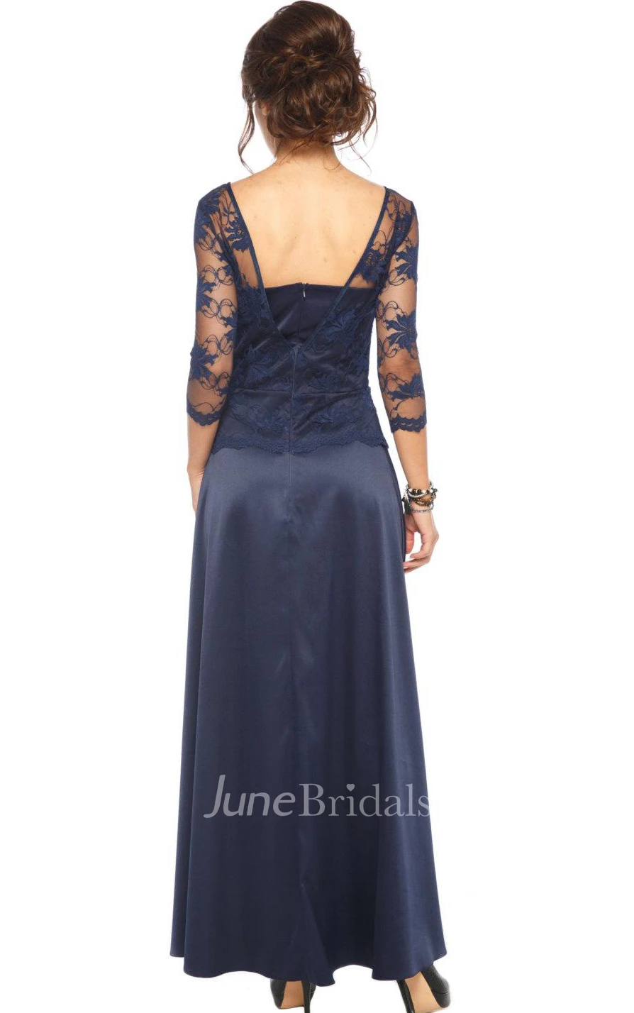 Floor-length Lace&Satin Dress
