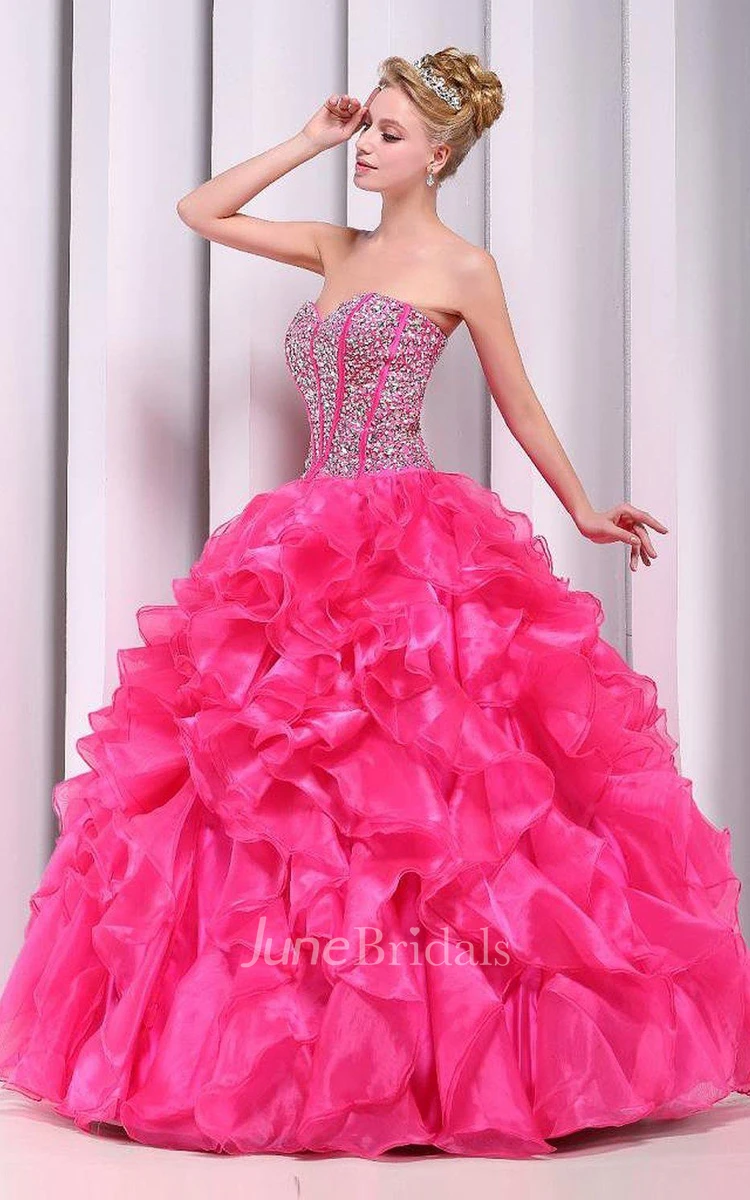 Chic Sweetheart Ball Gown With Ruffles and Beadings