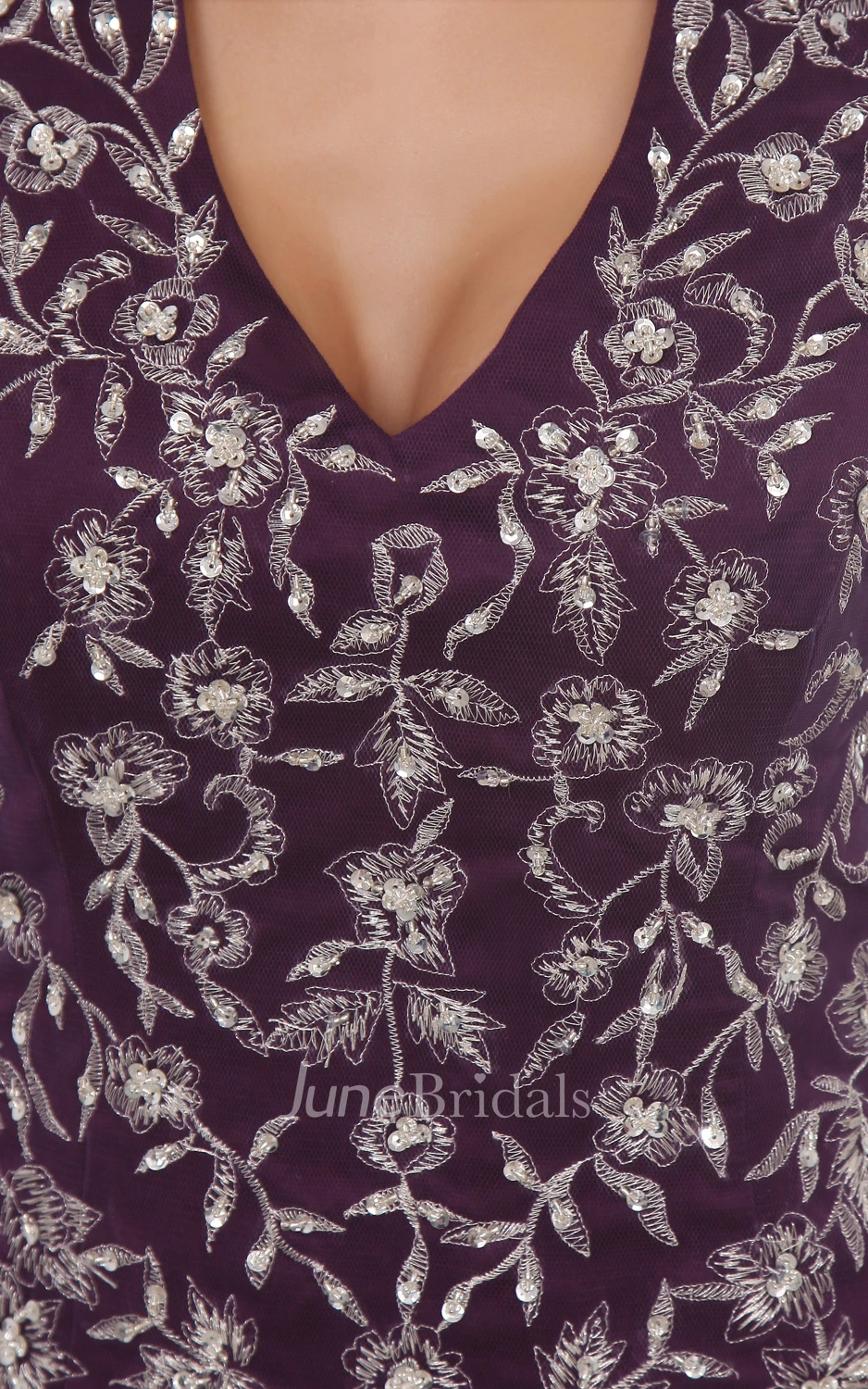 V-Neck A-Line Deep Dress With Laces And Soft Tulle