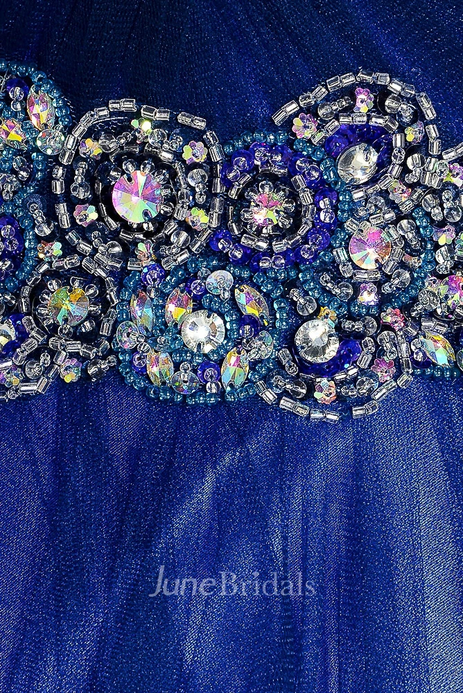 Mini A-Line Jeweled Sweetheart Sleeveless Organza Prom Dress