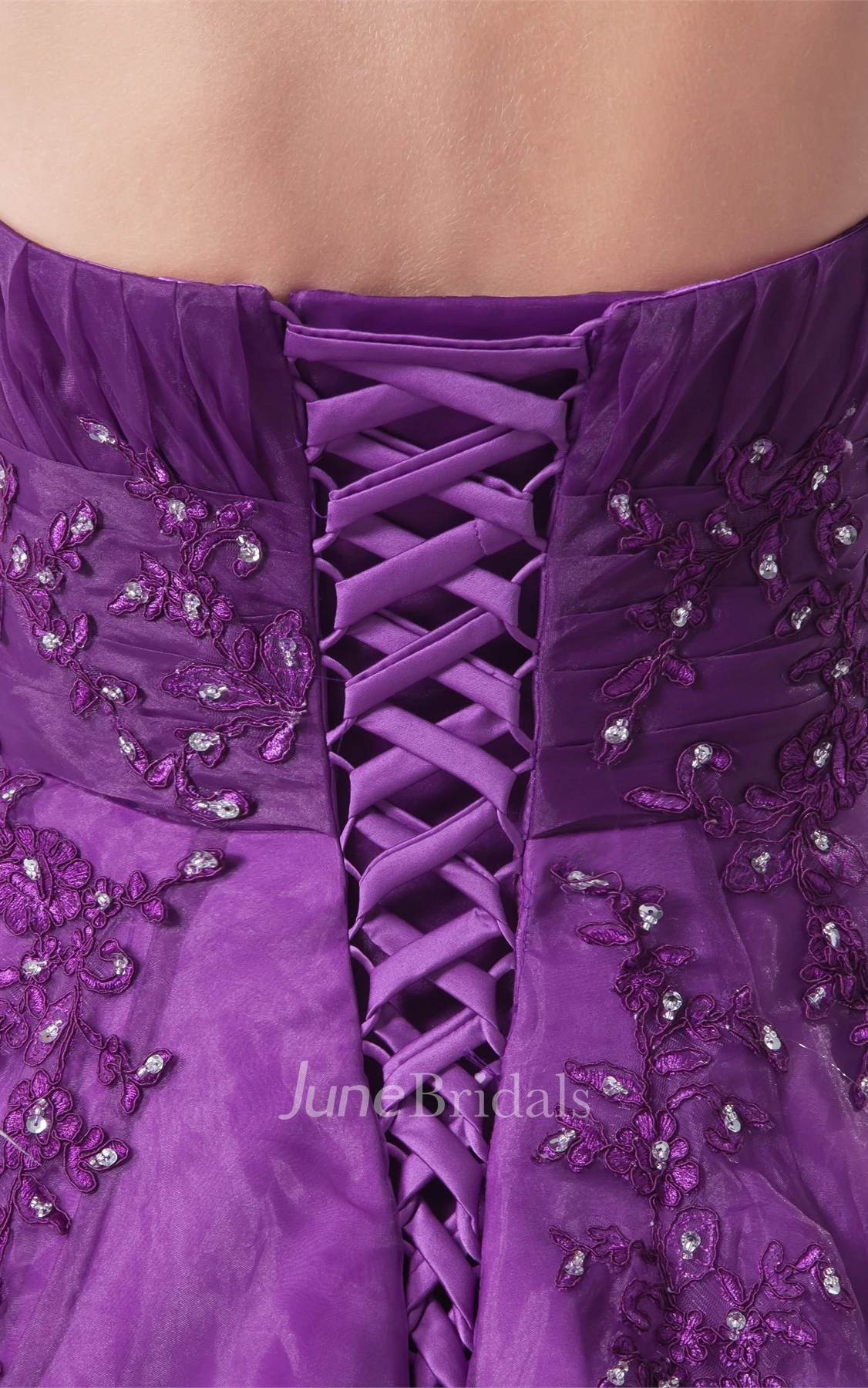 Sweetheart Ruched A-Line Gown with Beading and Corset Back