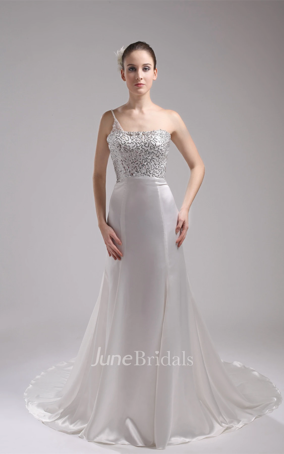 Sleeveless Sheath Floor-Length Dress with Sequined Top