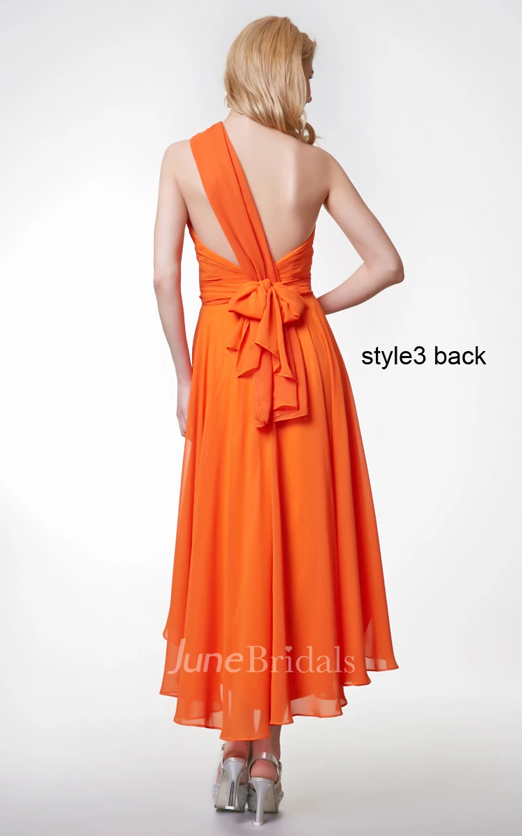 Sweetheart Ruched High Low Chiffon Dress With Convertible Straps