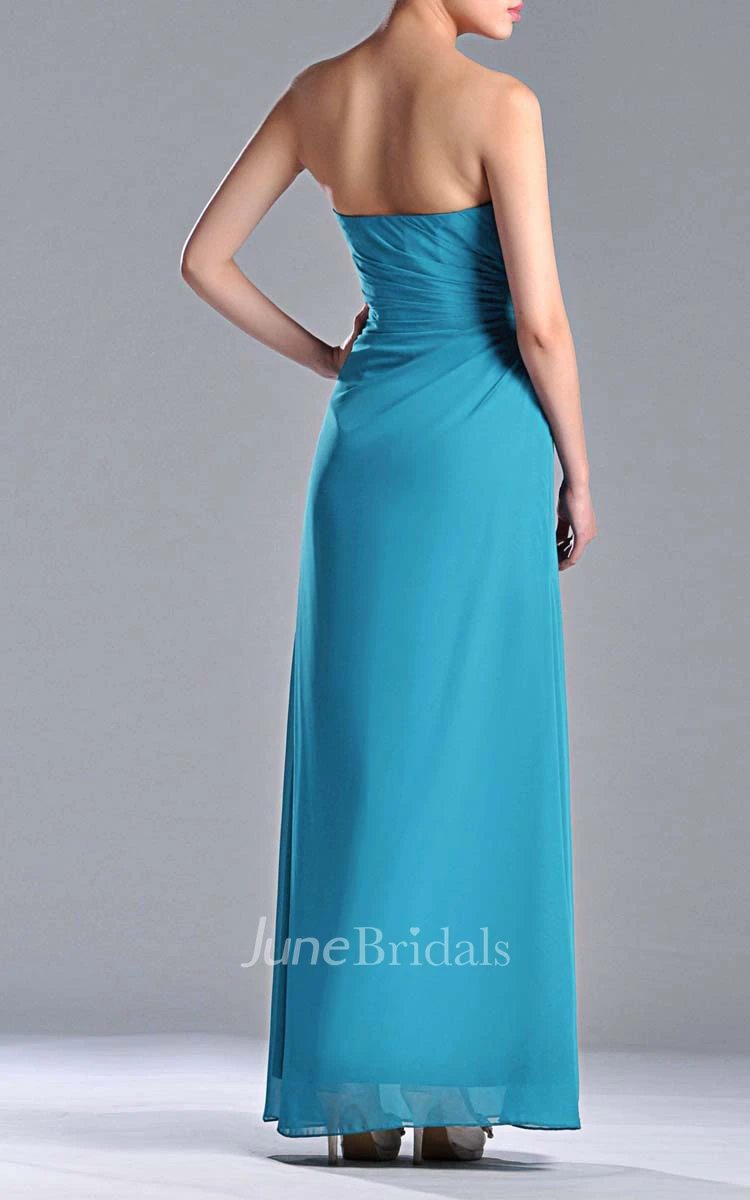 Sweetheart Empire Chiffon Floor-length Dress With 3D Flower