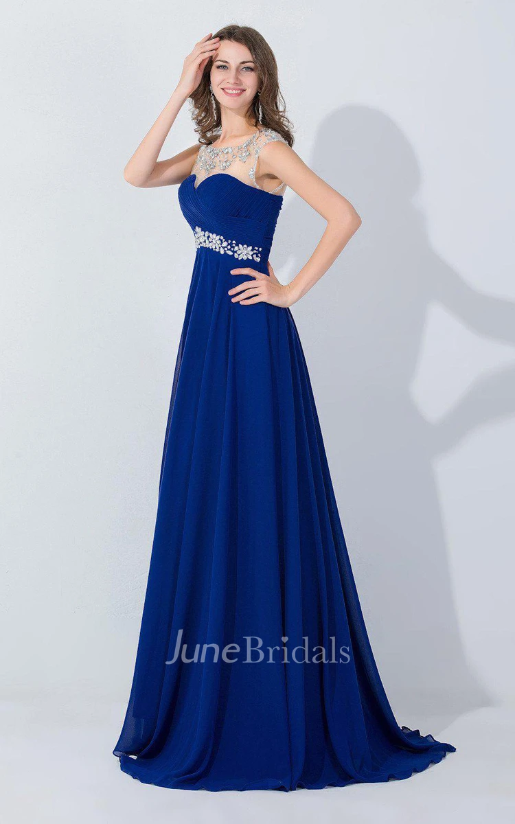 A-line Chiffon Long Dress With Beading Embellishment