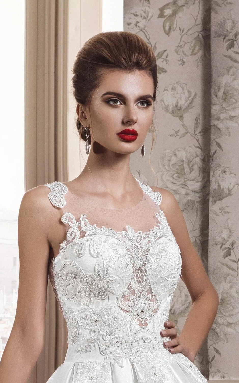 Lace Satin Weddig Dress With Corset Back