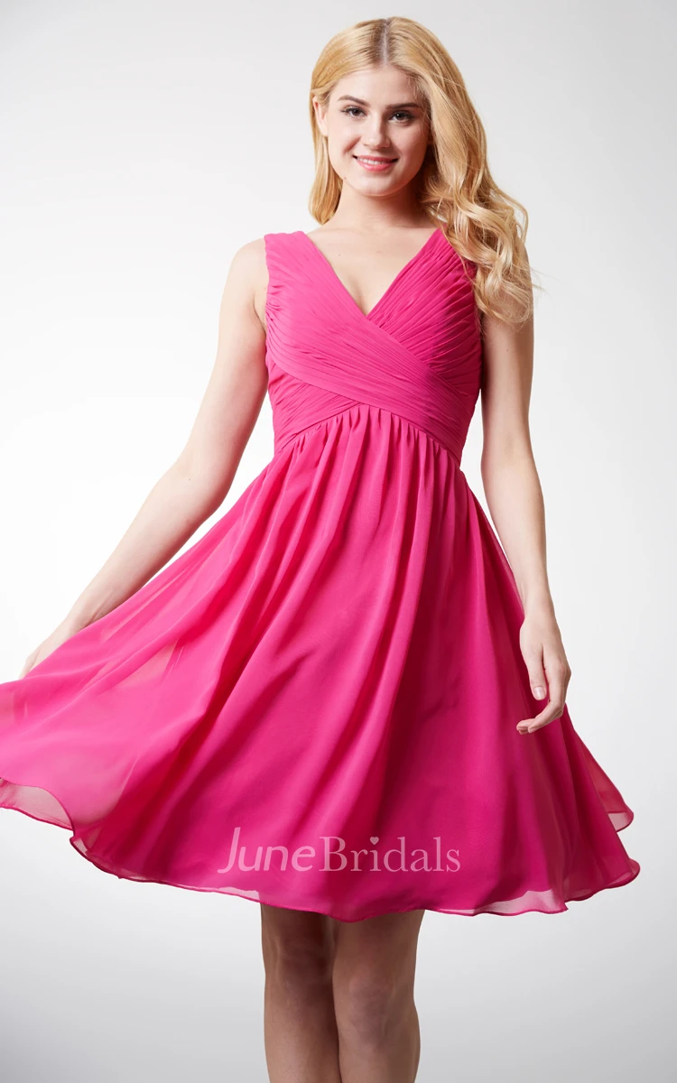 Chic V-neck Short Bridesmaid Dress