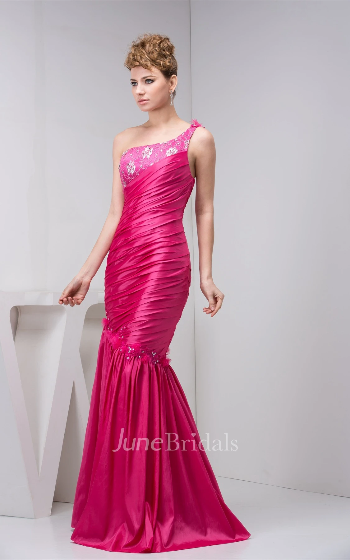 Sleeveless Column Maxi Dress with Appliques and Ruched Bodice