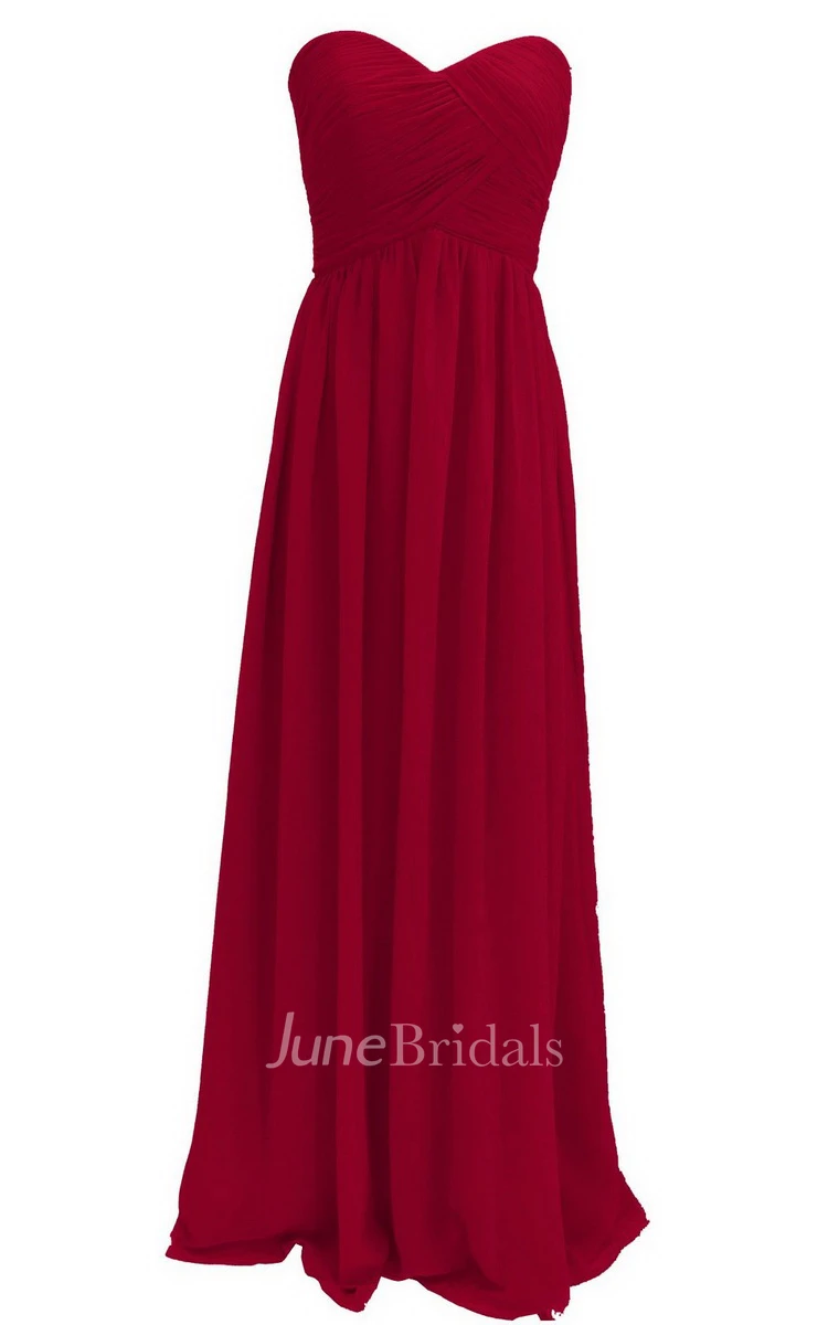 Sweetheart Ruched A-line Gown With Zipper Back