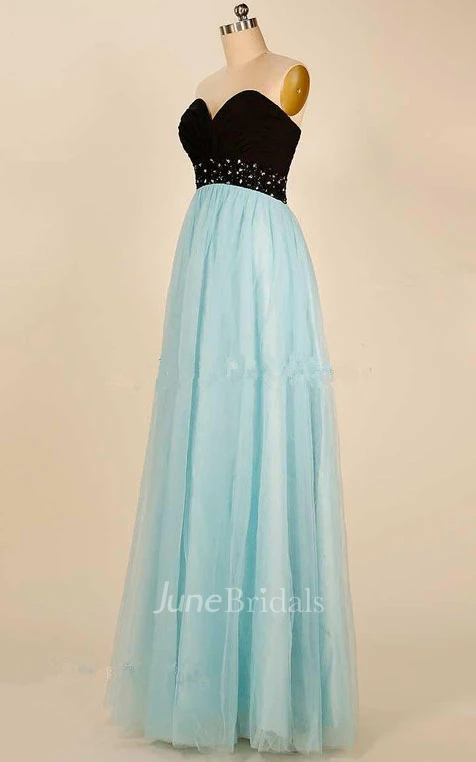 A-line Chiffon&Satin Dress With Beading