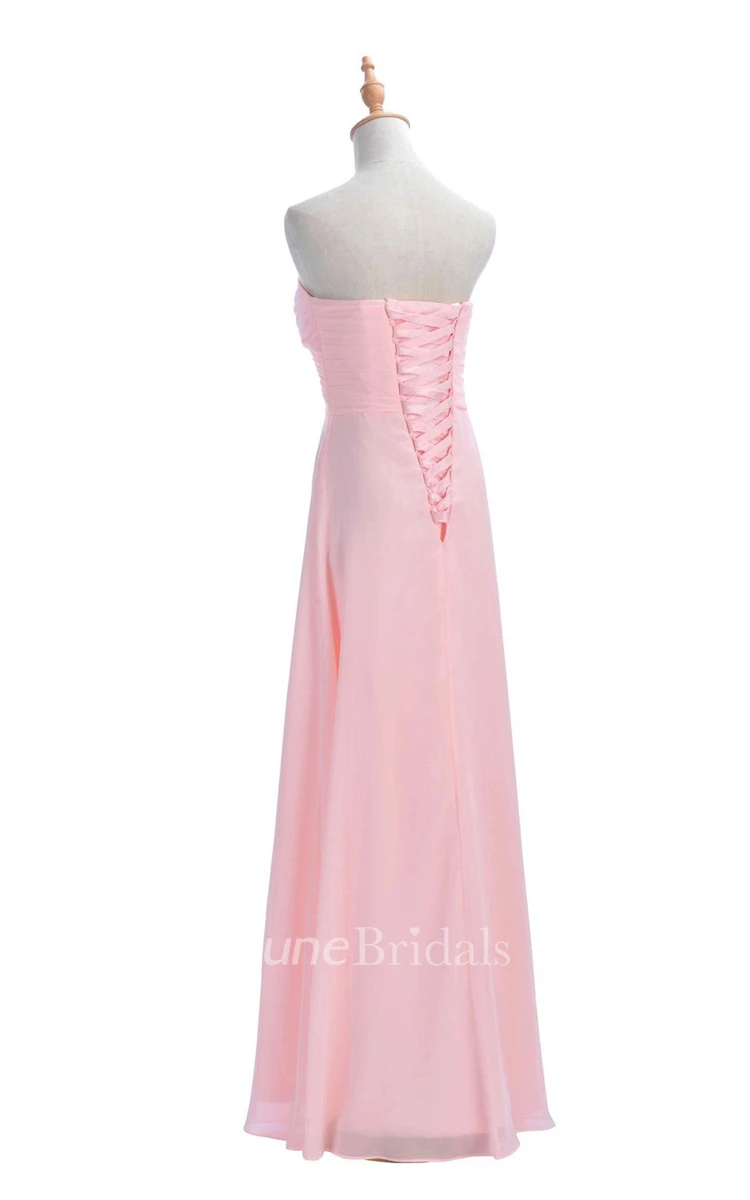 Sweetheart Criss-cross Chiffon A-line Dress With Lace-up Back