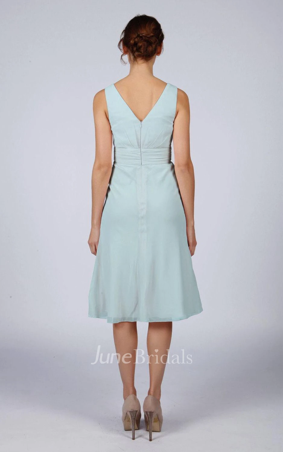 Light Blue Classic Short Bridesmaid Prom Dress