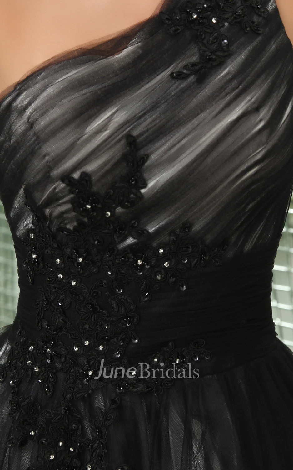 Graceful Asymmetrical One-Shoulder Tiered Tulle Gown With Side Zipper