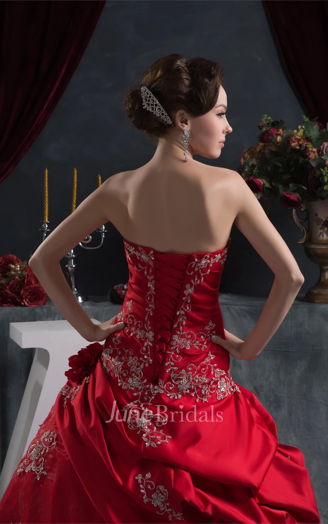 Sweetheart Pick-Up Ball Gown with Beading and Embroideries