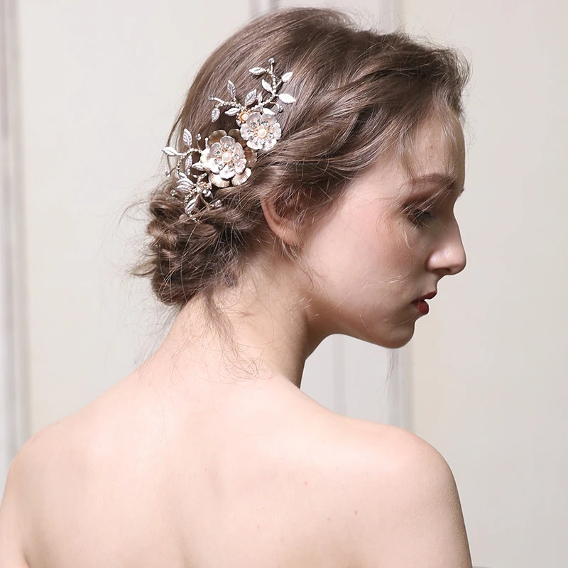 Handmade Floral Shining Bridal Hair Combs