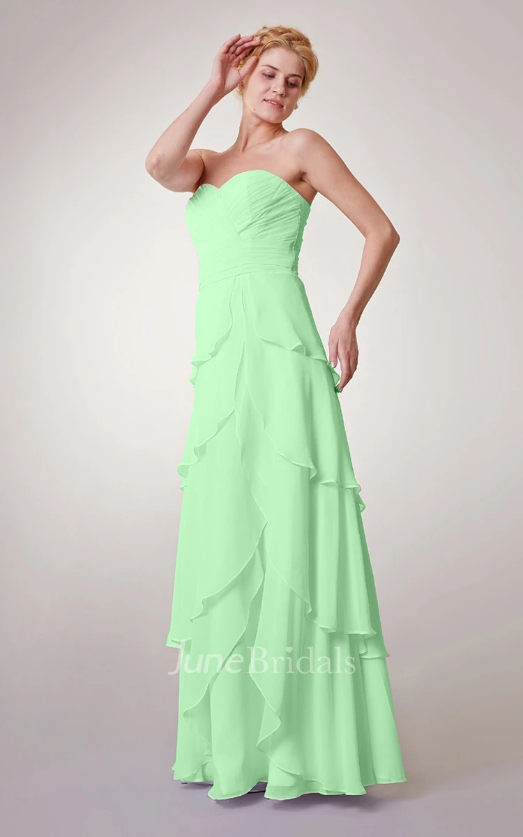 Empire Sweetheart Chiffon Long Dress With Tiers