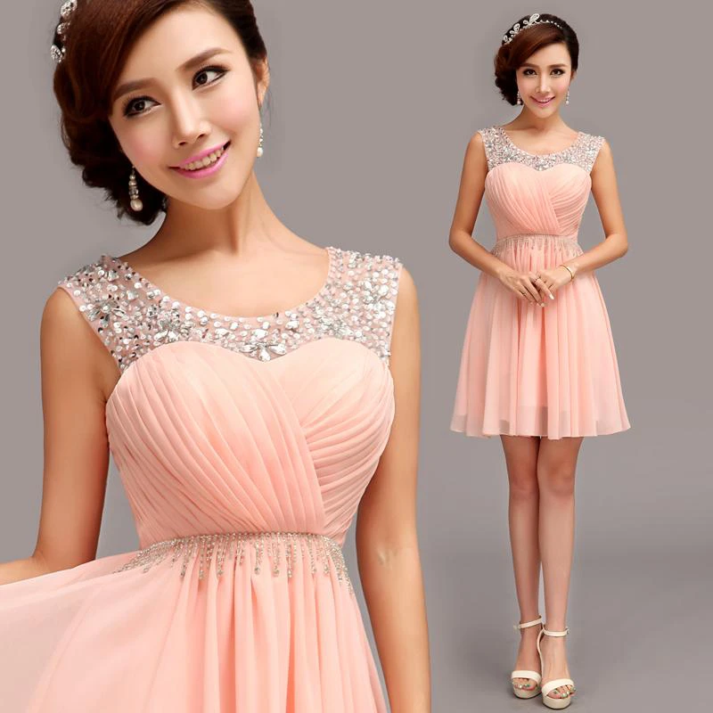 Glamorous Sleeveless Short Chiffon Homecoming Dress With Beadings
